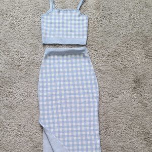 Shein set Skirt  +   top plaid, S
